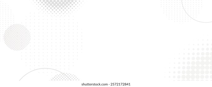 Minimalist white background with subtle dotted patterns. The white background features circular textures and light gray dots. Digital background vector. White background.