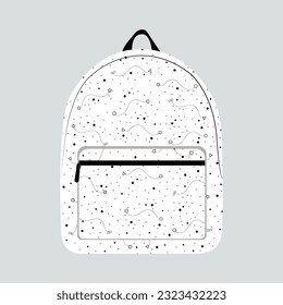 Minimalist white bag with abstract pattern for sports activities, traveling, school and college. A trendy bag suitable for both men and women