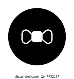 Ícone de laço branco minimalista dentro de um fundo círculo preto fornecendo uma estética limpa e elegante