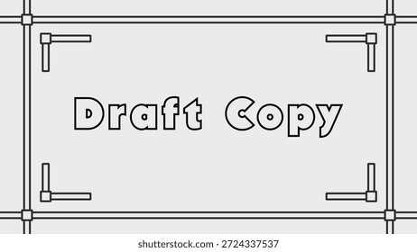 A minimalist white card with thin corner brackets and the words Draft Copy centered.