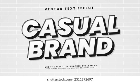 Minimalist white casual brand, editable vector text style effect.