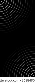 Minimalist White Circle Lines on Black Background. Modern Phone Wallpaper Design. Bg. Vector Illustration