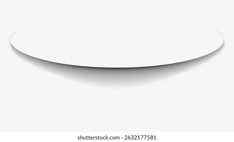 Minimalist white circular platform casting a soft shadow. The platform is white, round, and simple, creating a clean, minimalist look with a subtle shadow effect. Background with copy space, vector.