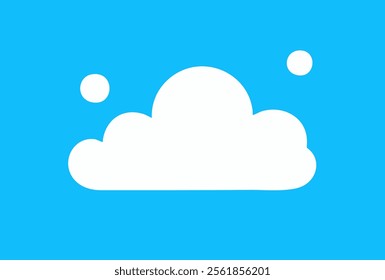 Minimalist White Cloud with Circles on Blue Background Illustration