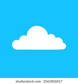 Minimalist White Cloud on Bright Blue Background Illustration