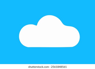 Minimalist White Cloud with Rounded Edges on Bright Blue Background Illustration