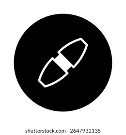 Link de conexão branco minimalista dentro de ilustração emblema círculo preto mostrando conectividade de negócios e conceito de design moderno para web
