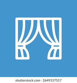 A minimalist white curtain outline on a light blue background perfect for design projects illustrating interior or theatrical concepts.