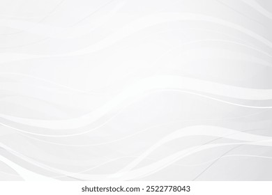 Minimalist white design with flowing wavy lines. Clean and futuristic design for luxury backgrounds.