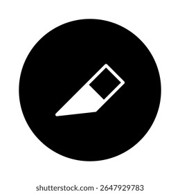ícone de borracha branca minimalista dentro de um círculo preto mostrando simplicidade e funcionalidade para projetos de design