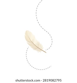 Minimalist white feather graphic depicting soft falling movement. Ideal for wellness, purity, or dream-like visuals.