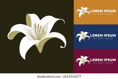 Minimalist White Flower Icon Logo with Soft Petal Silhouette