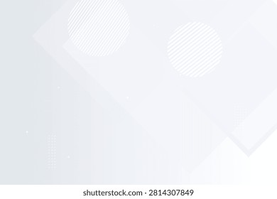 Minimalist white geometric abstract shapes on transparent background