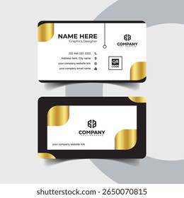 Minimalist White and Gold Business Card with Clean Corporate Look
