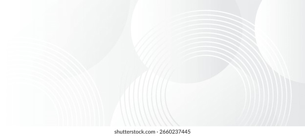 Minimalist white and gray abstract background with curved circular lines and soft gradients, perfect for modern presentations, websites, and professional branding.