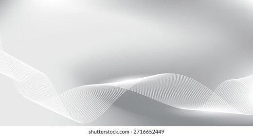 Minimalist White Gray Gradient Background with Flowing Lines. Design suitable for banners, posters, flyers, presentations, and websites.