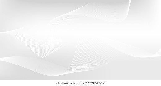Minimalist white gray gradient background with dynamic flowing line elements