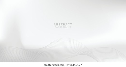 Minimalistisches, abstraktes, weißes und graues Hintergrunddesign mit dynamischem Welleneffekt-Konzept der digitalen, futuristischen Technologie, Vektorgrafiken. Vektorgrauer Hintergrund.