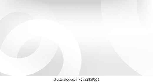 Fondo abstracto degradado gris blanco minimalista con Formas circulares superpuestas.