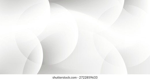 Fondo abstracto degradado gris blanco minimalista con Formas circulares superpuestas.