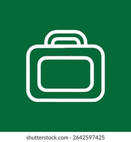 A minimalist white handbag icon centered on a green background Simple stylish and professional design for various applications