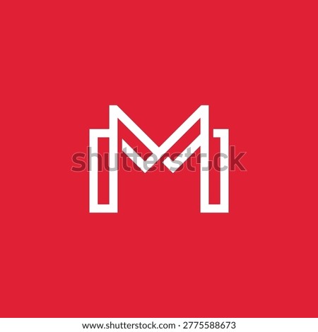 Minimalist White Letter M Monogram Logo Design on Red Background