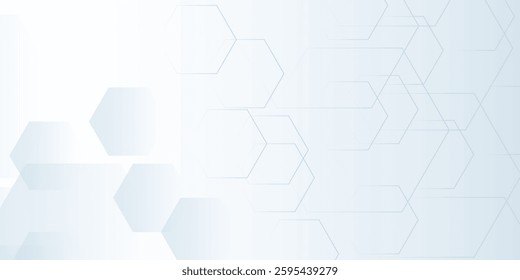 Minimalist White and Light Blue Abstract Hexagonal Background, eps10.