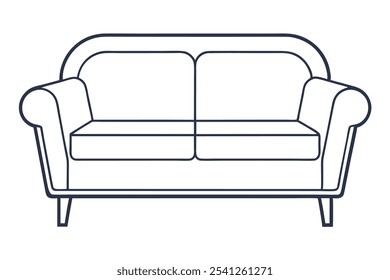 Vector minimalista de sofá de arte de línea blanca, perfecto para interiores modernos y proyectos de Diseño gráfico.






