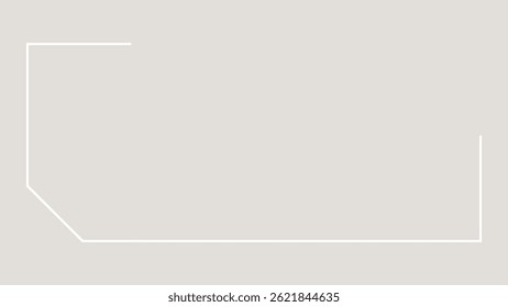 Minimalist white line on a light gray background. Simple geometric design with a clean, modern look. Perfect for contemporary design projects. Frame with copy space. Frame vector.