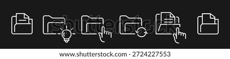 Minimalist White Outline File Type and Directory Folder Icon Set for Modern UI Design, Web Development, and Digital Asset Management Systems