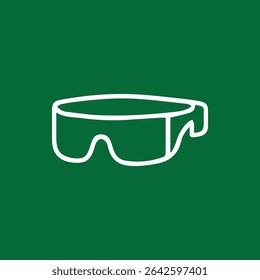 Minimalist white outline of VR glasses against a green background perfect for tech and virtual world themes