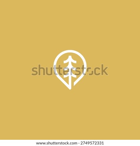 A minimalist white pine tree icon set against a golden yellow backdrop.