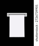 Minimalist White Receipt Bill Icon Emerging From Slot Isolated On Black Background Illustration