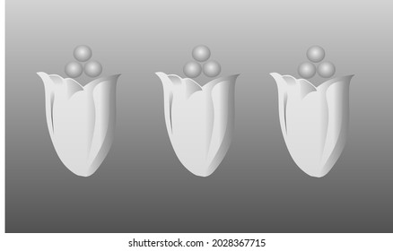 a minimalist white three (botiga) floral design with pearls on top which symbolizes eternity for couples