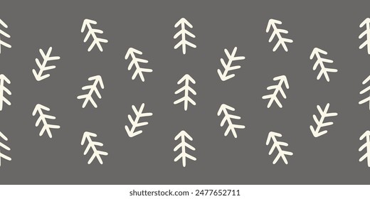 Minimalist White Tree Border Pattern on Dark Grey