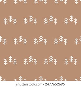 Minimalist White Tree Pattern on Terracotta