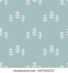 Minimalist White Tree Pattern on Blue Background