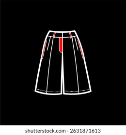Minimalist Wide-Leg Pants Icon in Black, White, and Red
