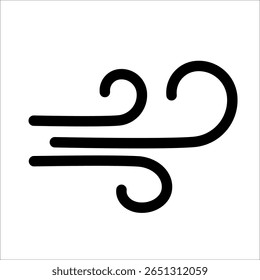 Minimalist wind icon with curved lines on white background