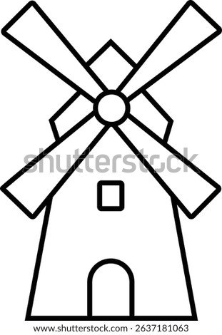 Minimalist Windmill Outline Drawing Icon