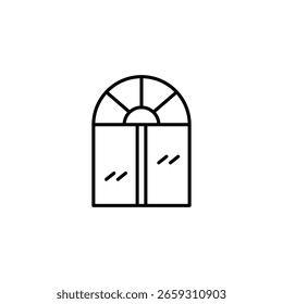 Minimalist Window Frame With Semicircular Arch And Glass Panels