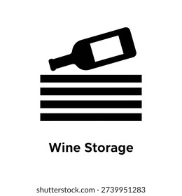 Minimalist wine bottle icon symbolizing storage, preservation, and organization on a clean striped background, ideal for commercial and design use.