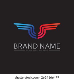 Minimalist Wing Symbol in Vector Format with Black Backdrop

