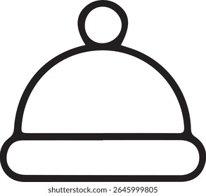 Ilustração minimalista do contorno do gorro preto e branco do ícone do chapéu de inverno