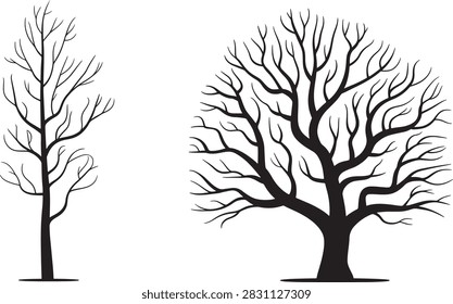 Minimalist winter landscape with leafless trees and open sky.