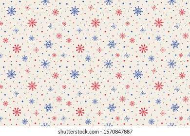 Minimalist winter pattern with hand drawn snowflakes. Christmas background. Vector