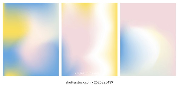 Conjunto de cielo de invierno minimalista. Suaves colores pastel. Fondo de invierno degradado pastel. Feliz Navidades, Vector de Vertical de año Nuevo Anuncio para saludos de vacaciones, decoraciones de Navidad. Azul claro, rosa y amarillo