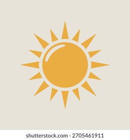 Minimalistischer Wintersonnenvektor mit einfachen Strahlen im flachen blassgelben Design für saisonale Illustrationen