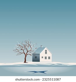 A Minimalist Winter Vector Landscape