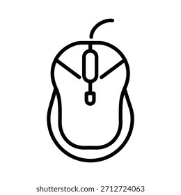 Minimalist wired computer mouse line icon. Ideal for technology, office, and hardware design projects. 
